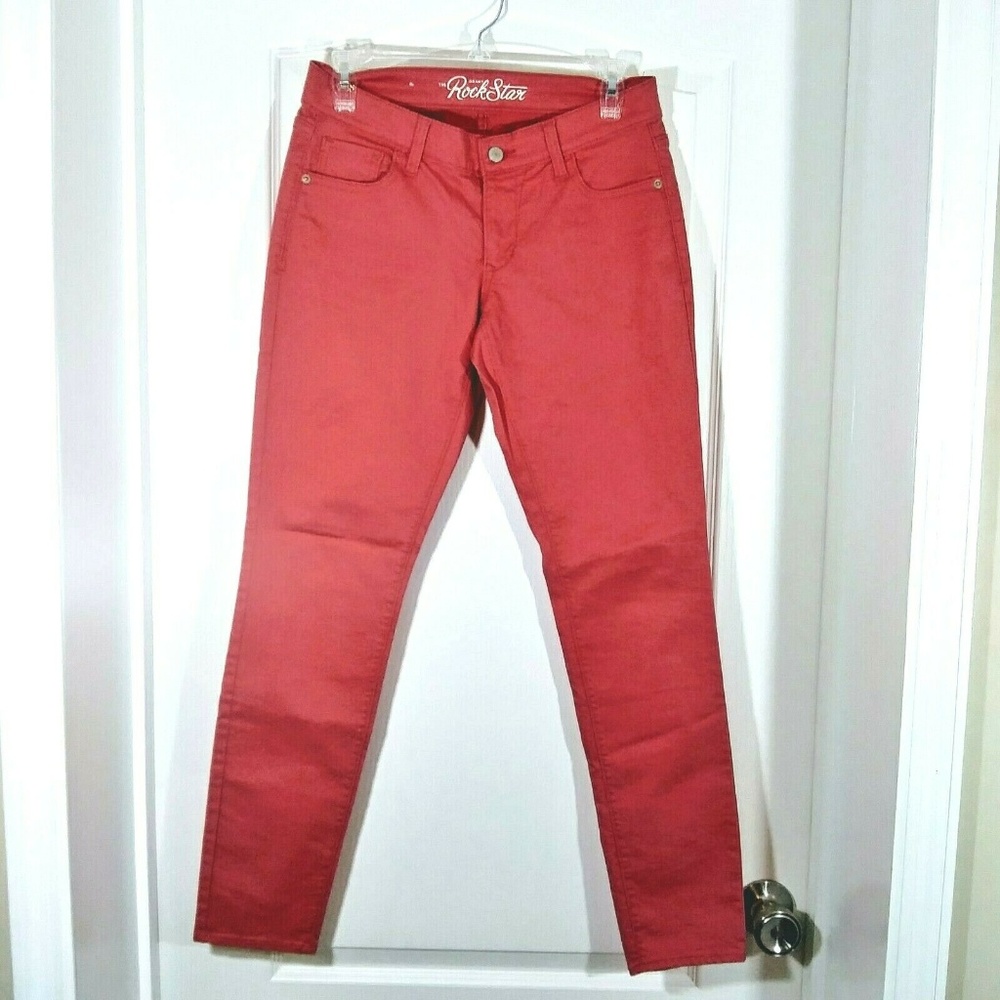 Old Navy Rock Star Coral Skinny Jeans Sz 8 - Picture 1 of 4